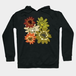 Fun flowerpower pattern in 1970-style, orange, red, green, beige Hoodie